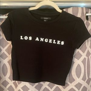 Los Angeles black tee crop top